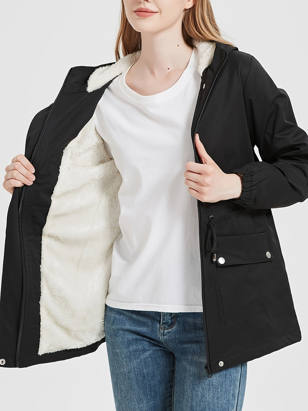 Womens Fleece Parka Jacket Warm Fit - BritishMode