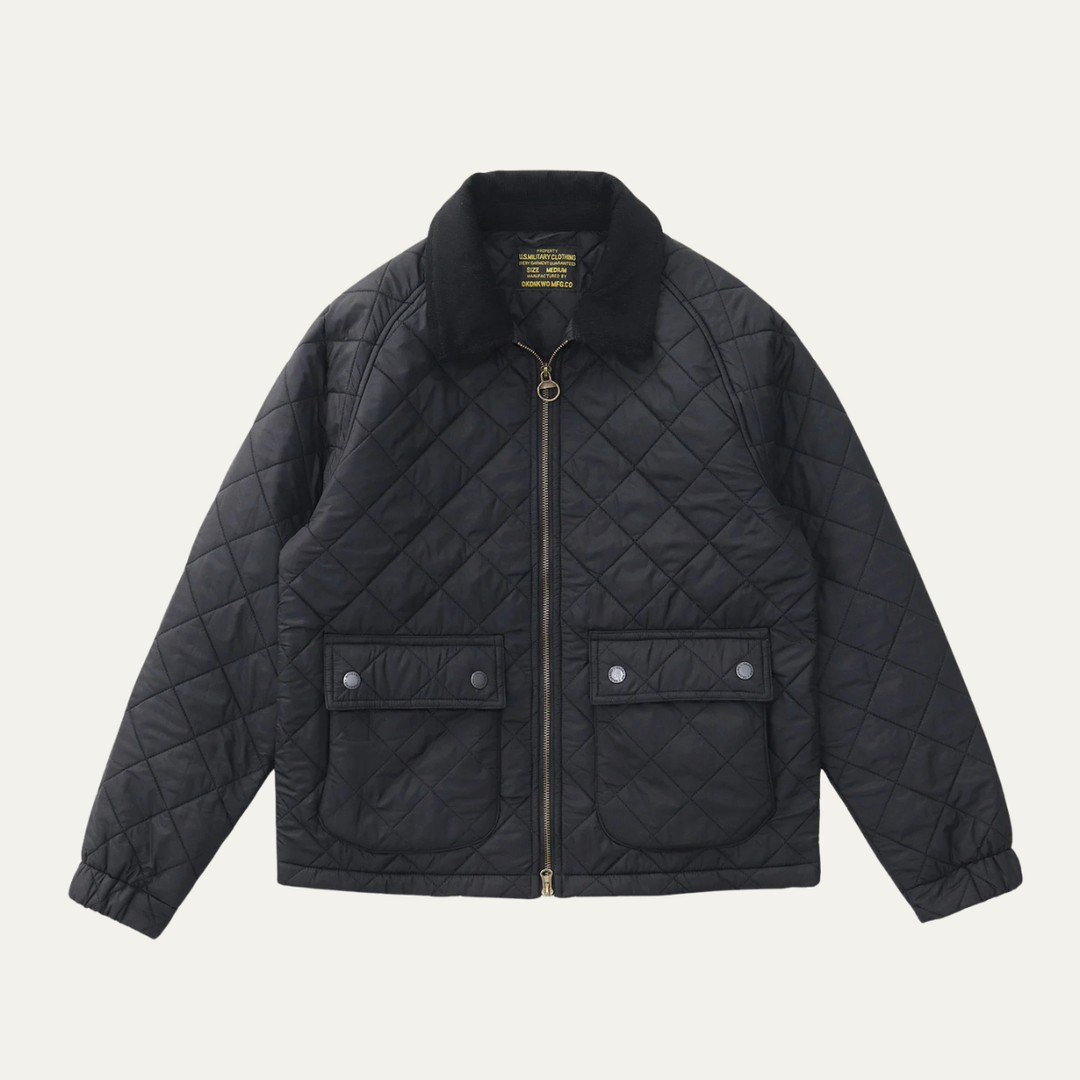 Mens Quilted Bomber Jacket Retro Winter Insulated - BritishMode