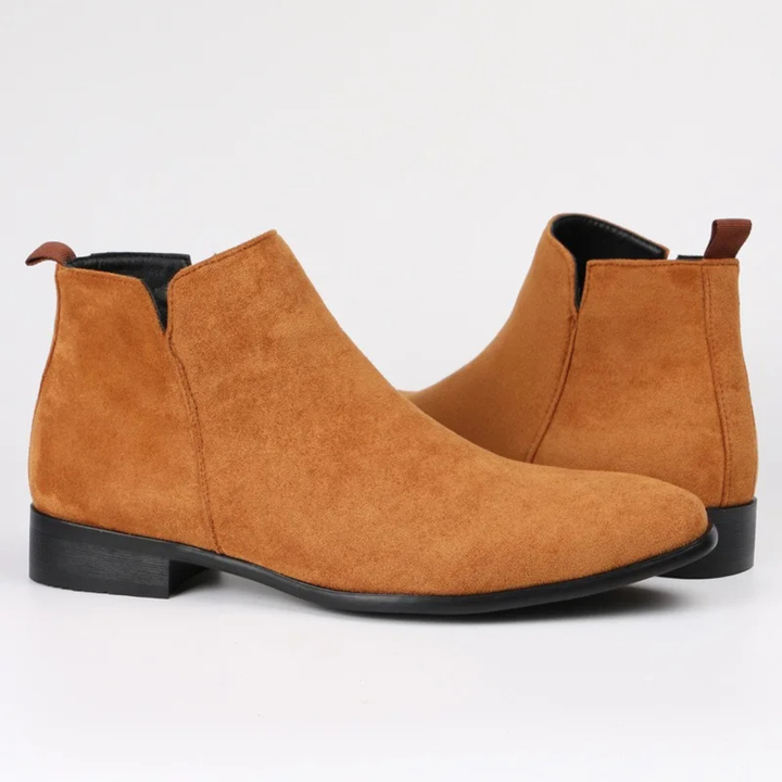 Mens Leather Slip-On Business Dress Ankle Boots Elegant Style