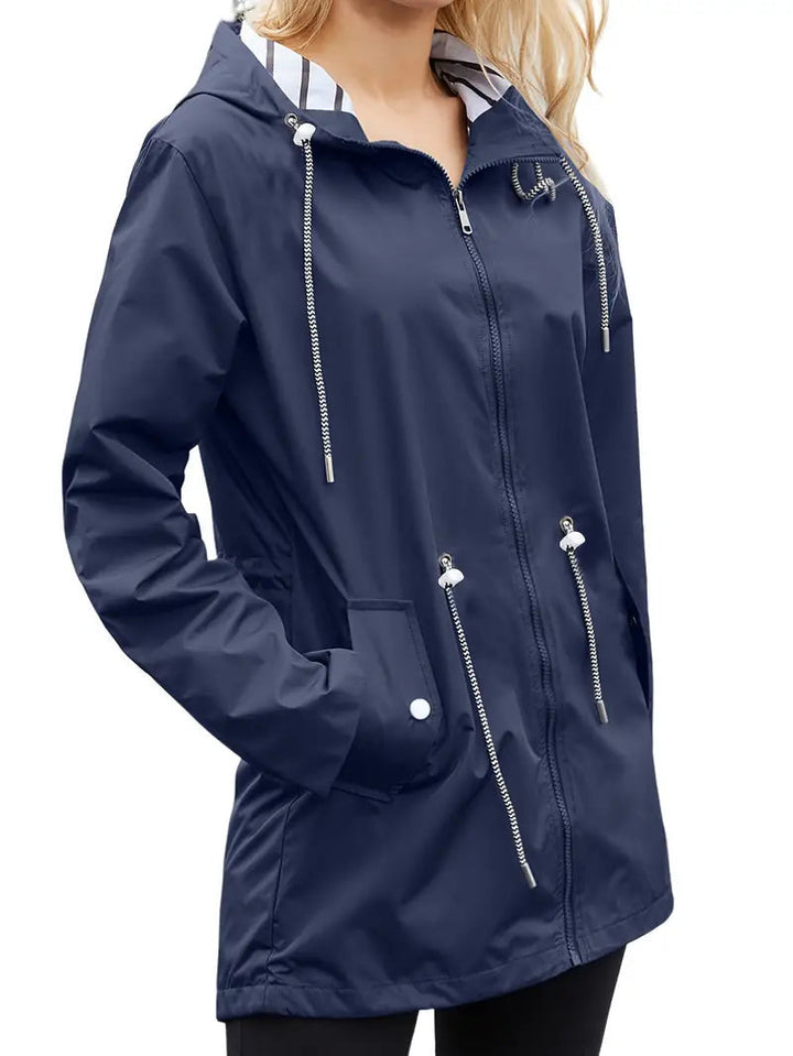 Womens Waterproof Parka Jacket with Hood and Pockets