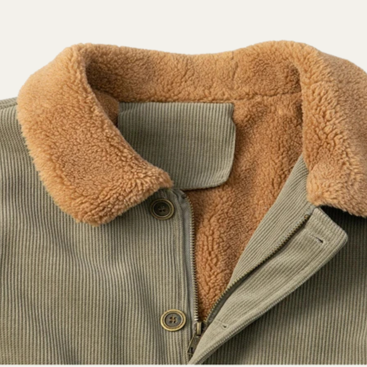 Mens Corduroy Trucker Jacket with Sherpa Lining Warm Fit