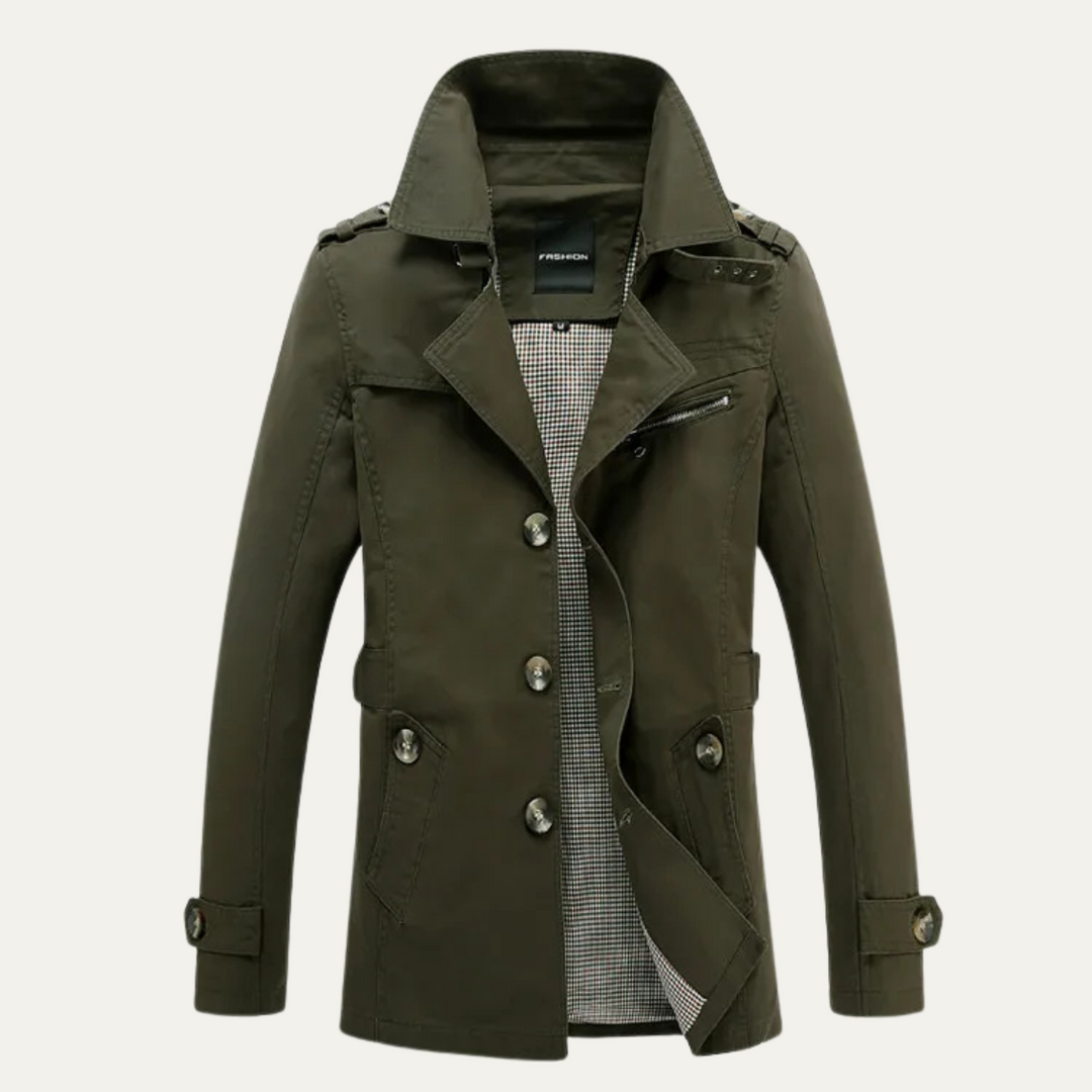 Mens Trench Coat Double Breasted Classic Fit
