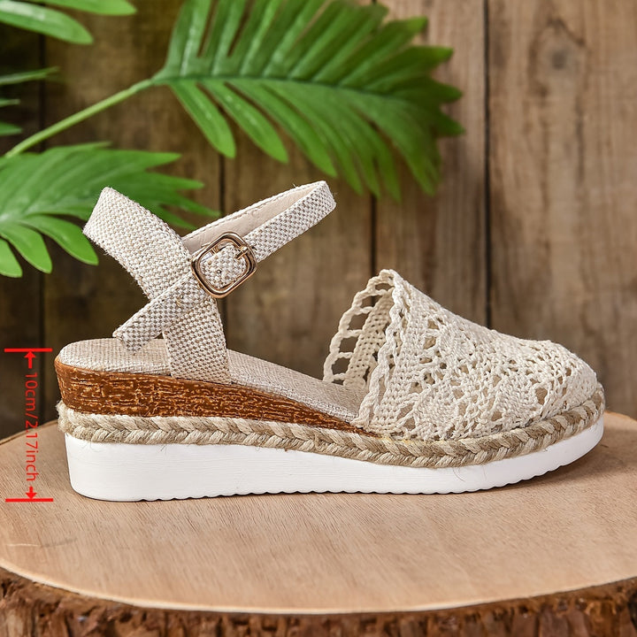 Womens Orthopedic Espadrille Sandals Crochet Adjustable Strap