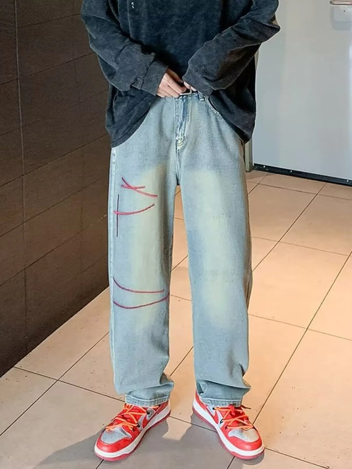 Mens Wide Leg Jeans Relaxed Fit Plus Size - BritishMode