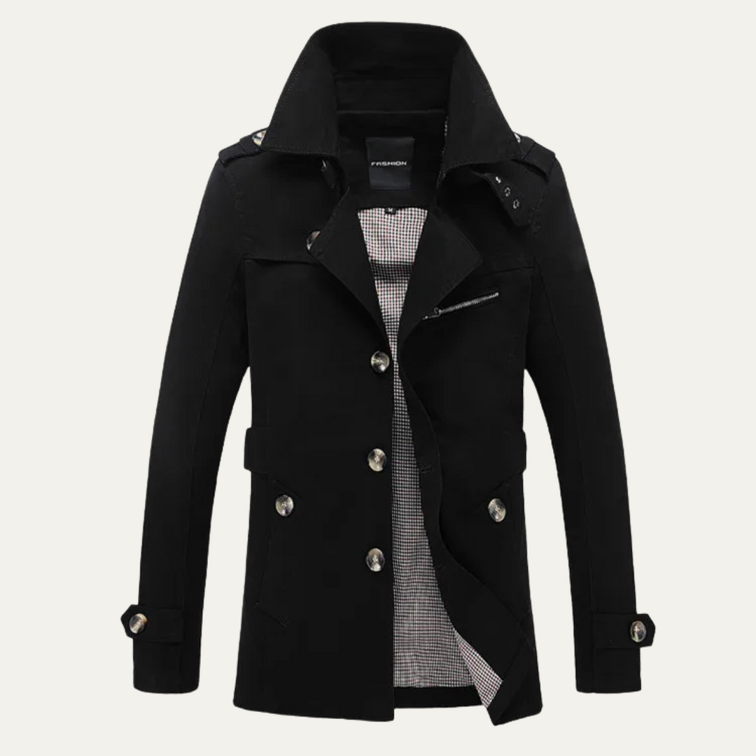 Mens Trench Coat Double Breasted Classic Fit