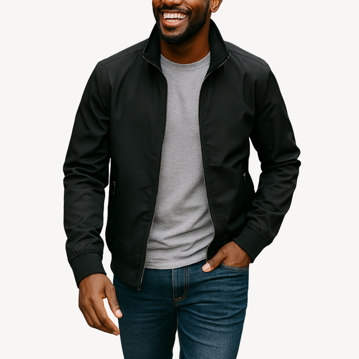 Mens Bomber Jacket Zip-Up Check Lining