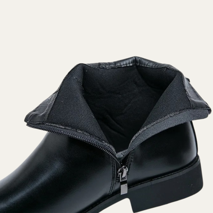 Mens Leather Ankle Boots with Side Zip Non-Slip Sole
