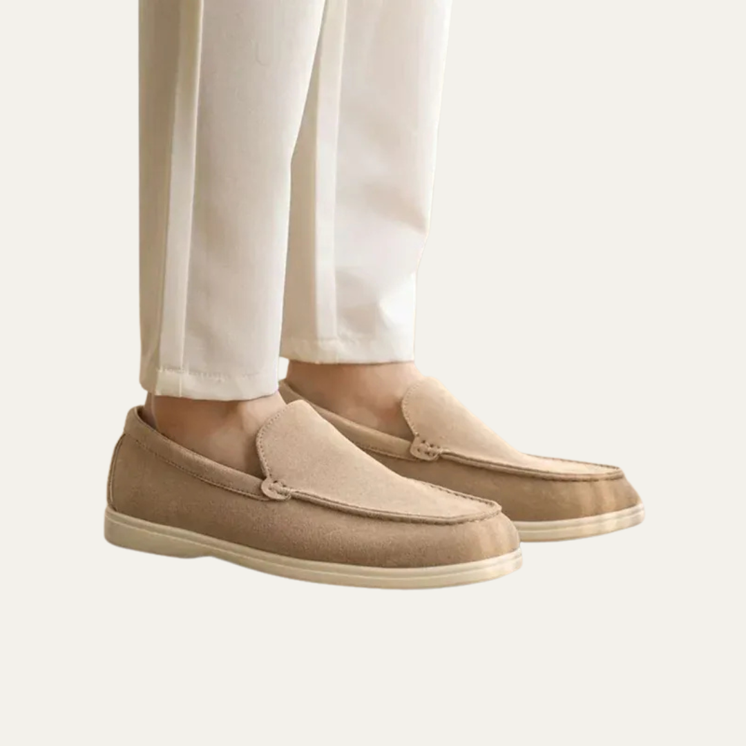 Mens Suede Slip-On Loafers Minimalist Apron Toe