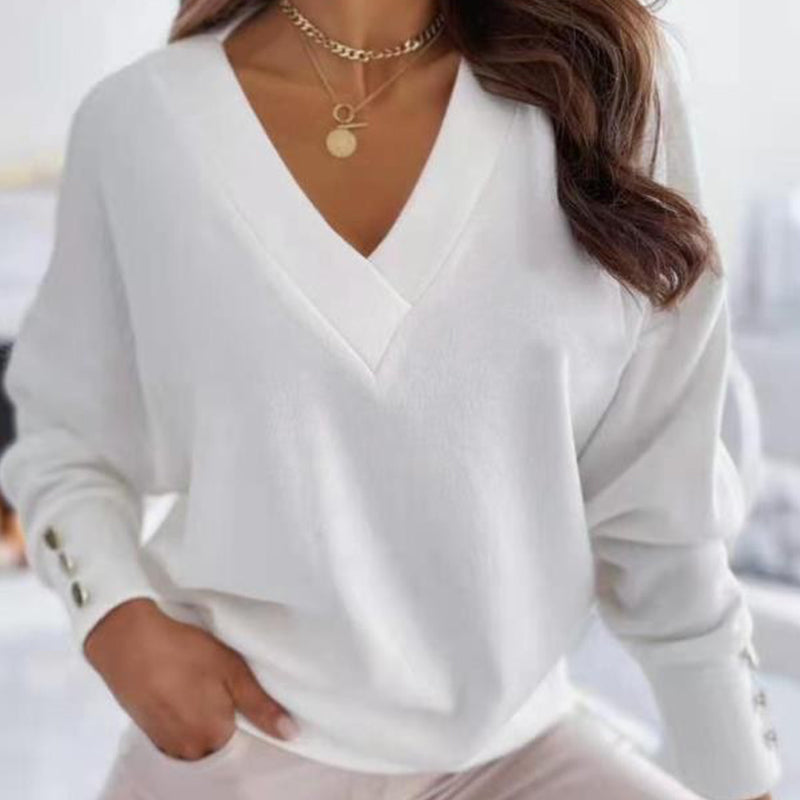 Womens V-Neck Sweater Soft Knit Slim Fit