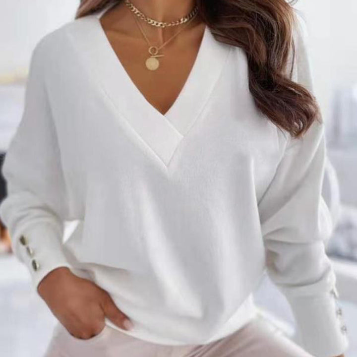 Womens V-Neck Sweater Soft Knit Slim Fit