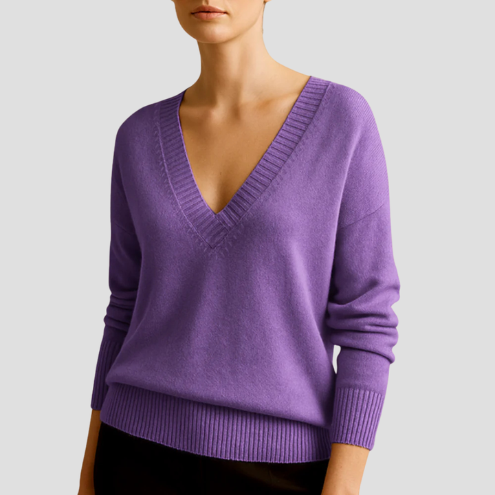 Womens Classic V-Neck Knit Sweater