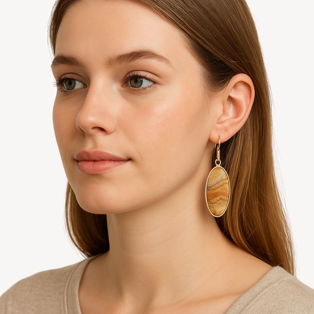 Womens Drop Earrings with Gemstone - BritishMode