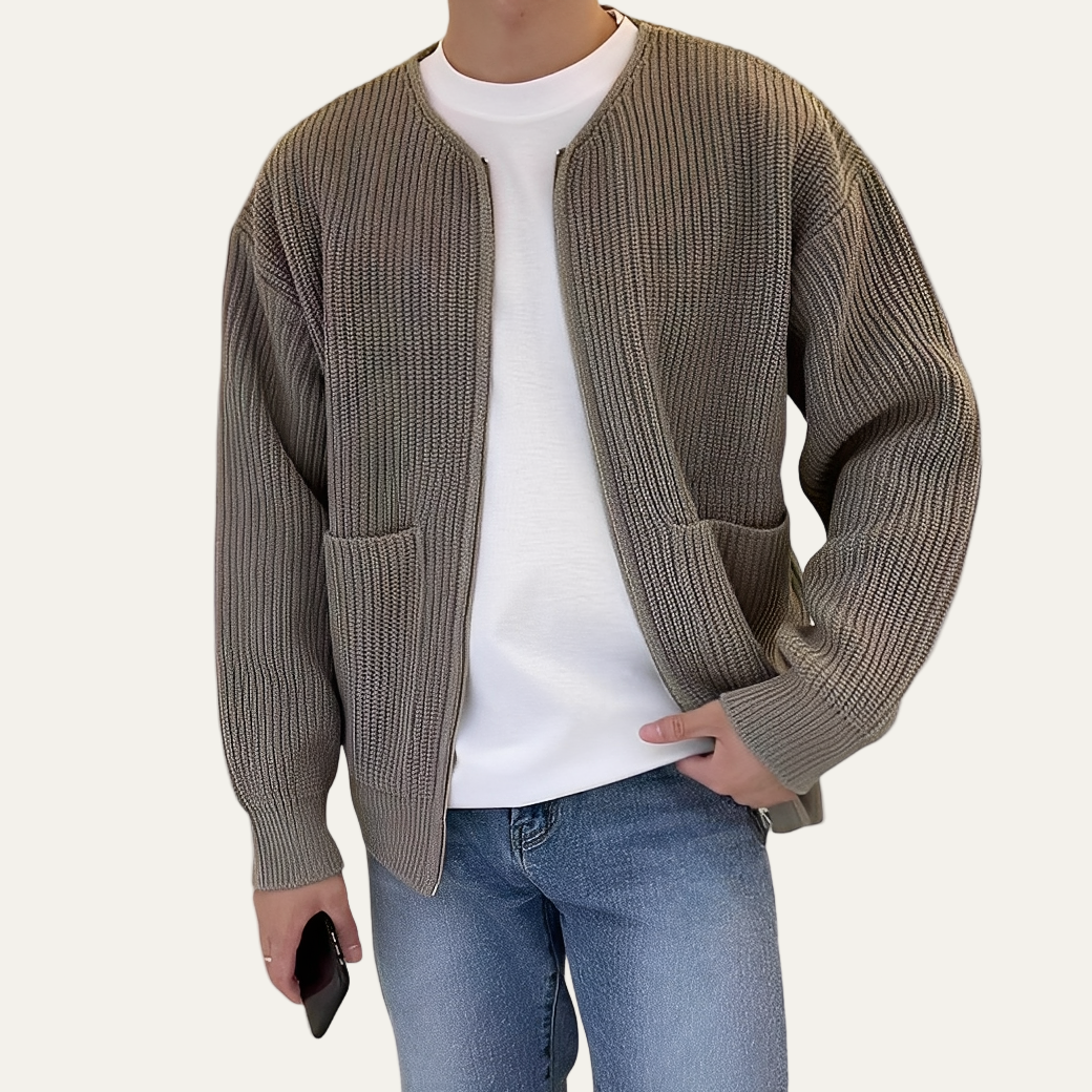 Mens Bomber Jacket Pleated Texture Oversized Fit Zip Front