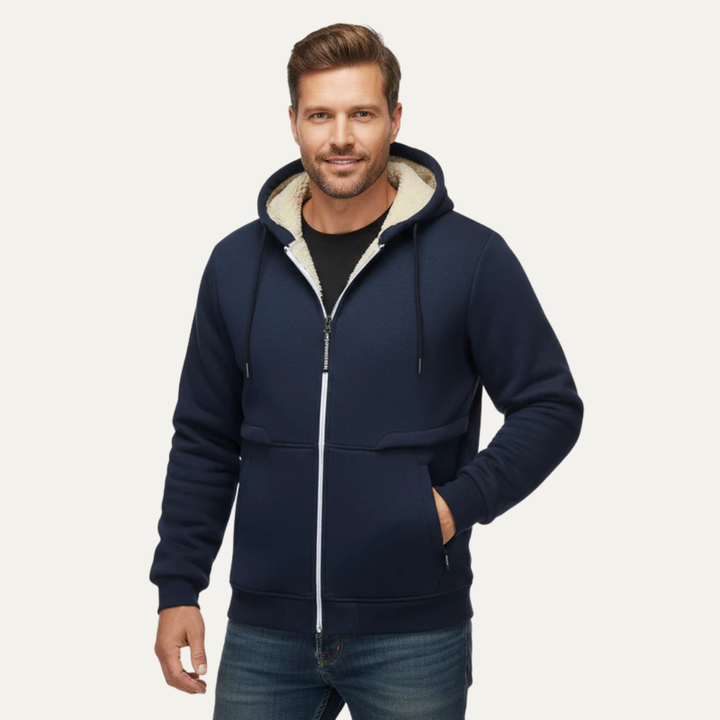 Mens Zip Hoodie Sherpa Lined Heavyweight - BritishMode