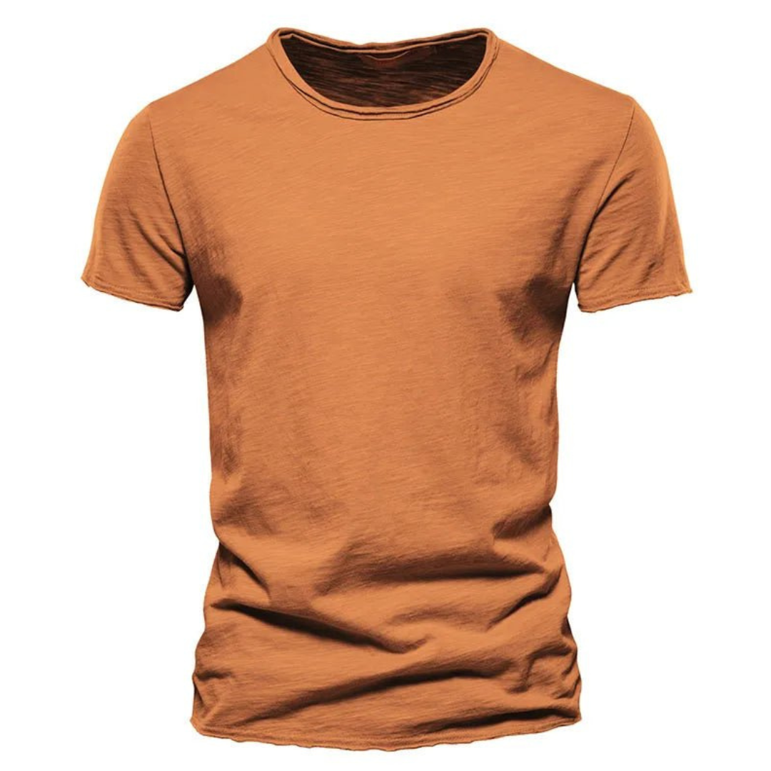 Mens Slim-Fit Cotton T-Shirt Breathable Crew Neck
