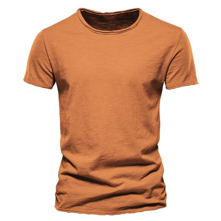 Mens Slim-Fit Cotton T-Shirt Breathable Crew Neck