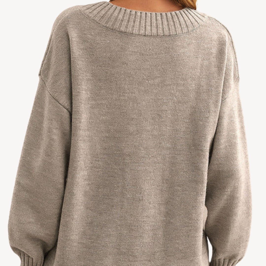 Womens Knit Pullover Sweater V-Neck