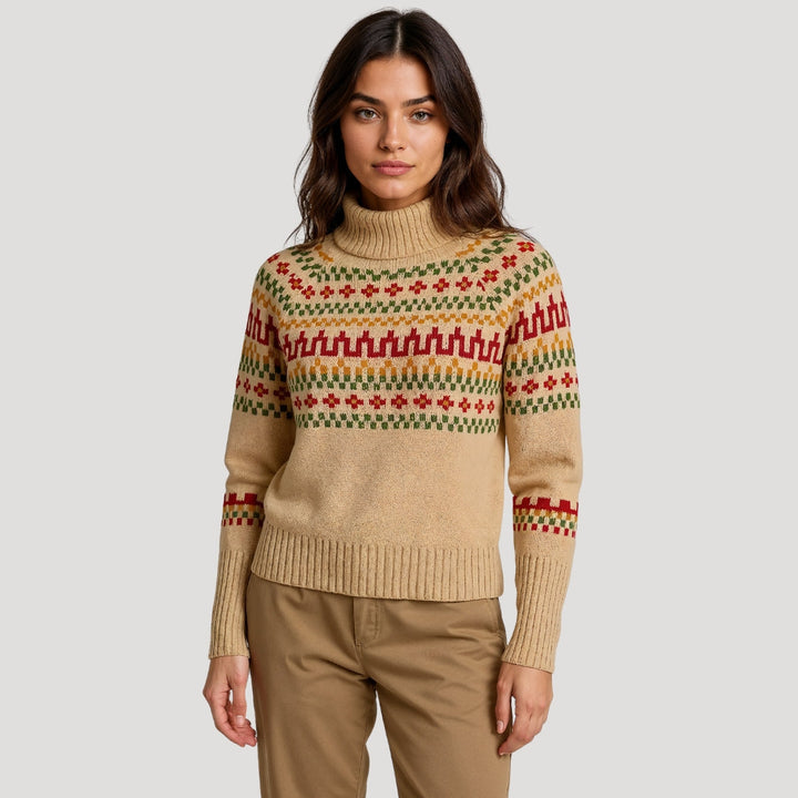 Womens Cable Knit Sweater with Turtleneck Warm Fit