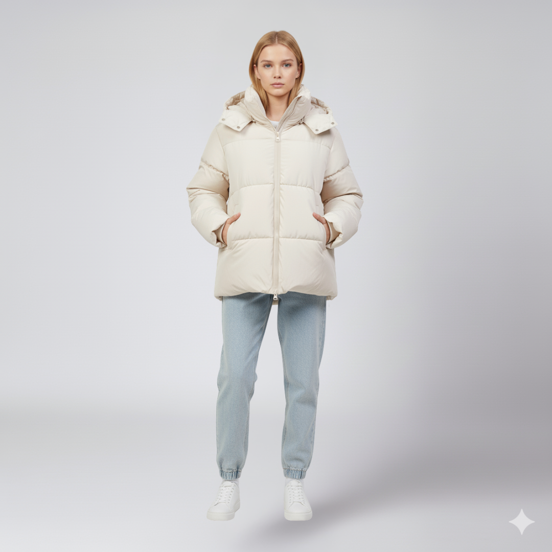 Womens Quilted Puffer Jacket Oversized High Collar Winter Outerwear