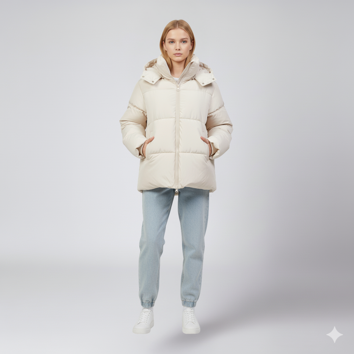 Womens Quilted Puffer Jacket Oversized High Collar Winter Outerwear