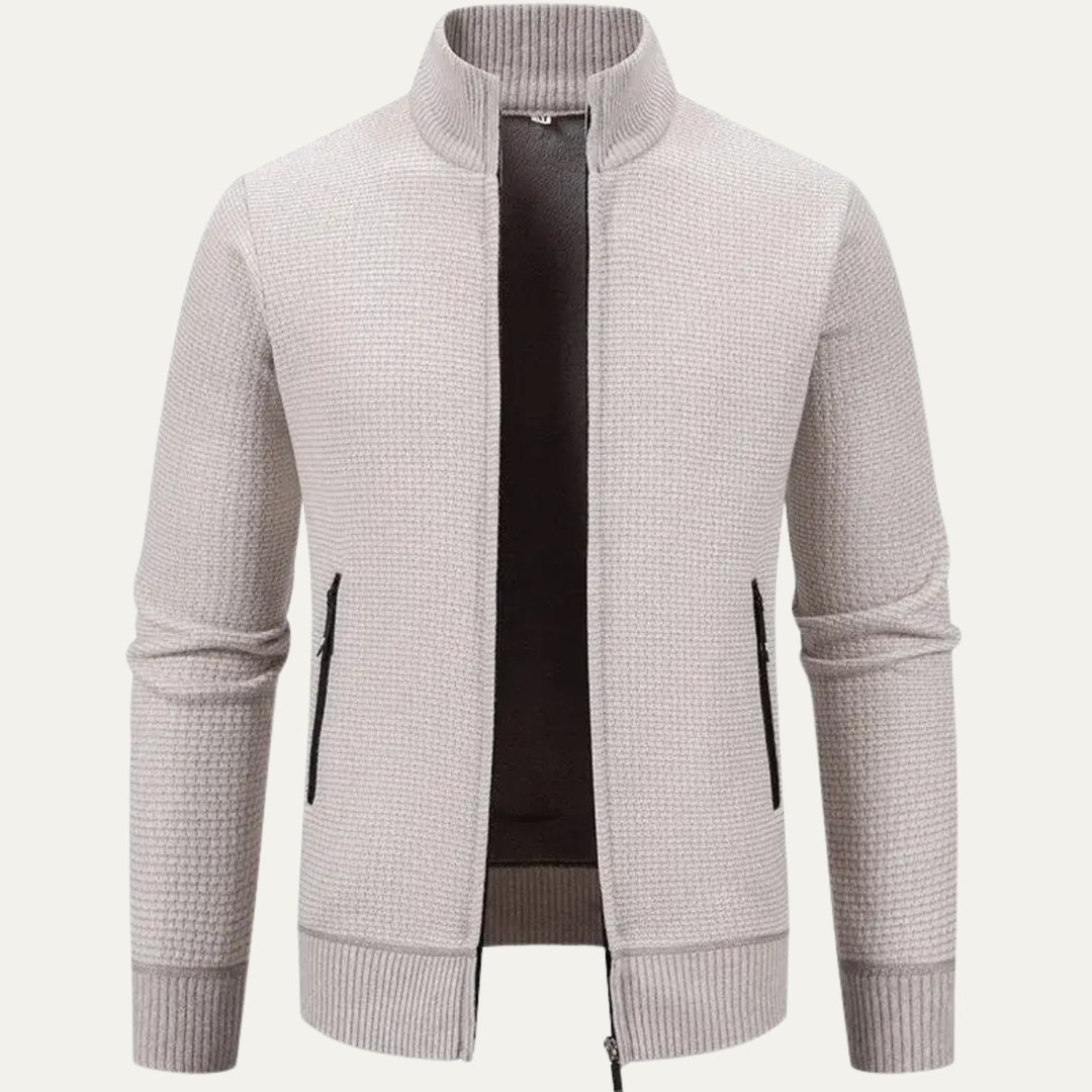 Mens Knitted Zip Cardigan Casual Stand Collar - BritishMode