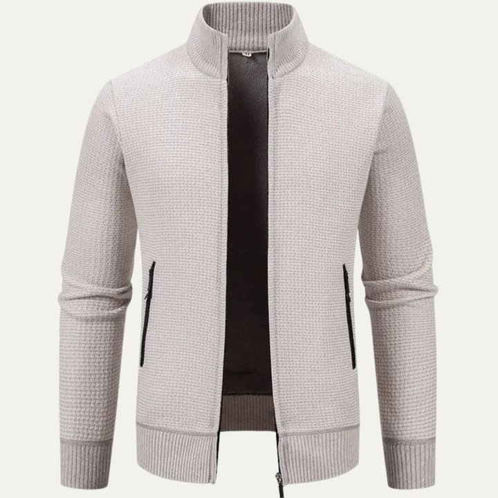 Mens Knitted Zip Cardigan Casual Stand Collar - BritishMode