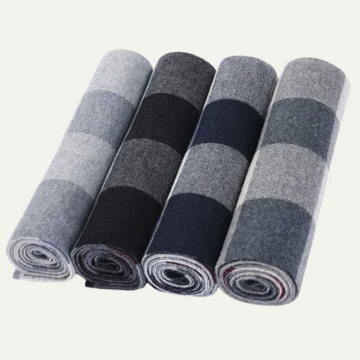 Mens Classic Knit Plaid Scarf Wool Blend