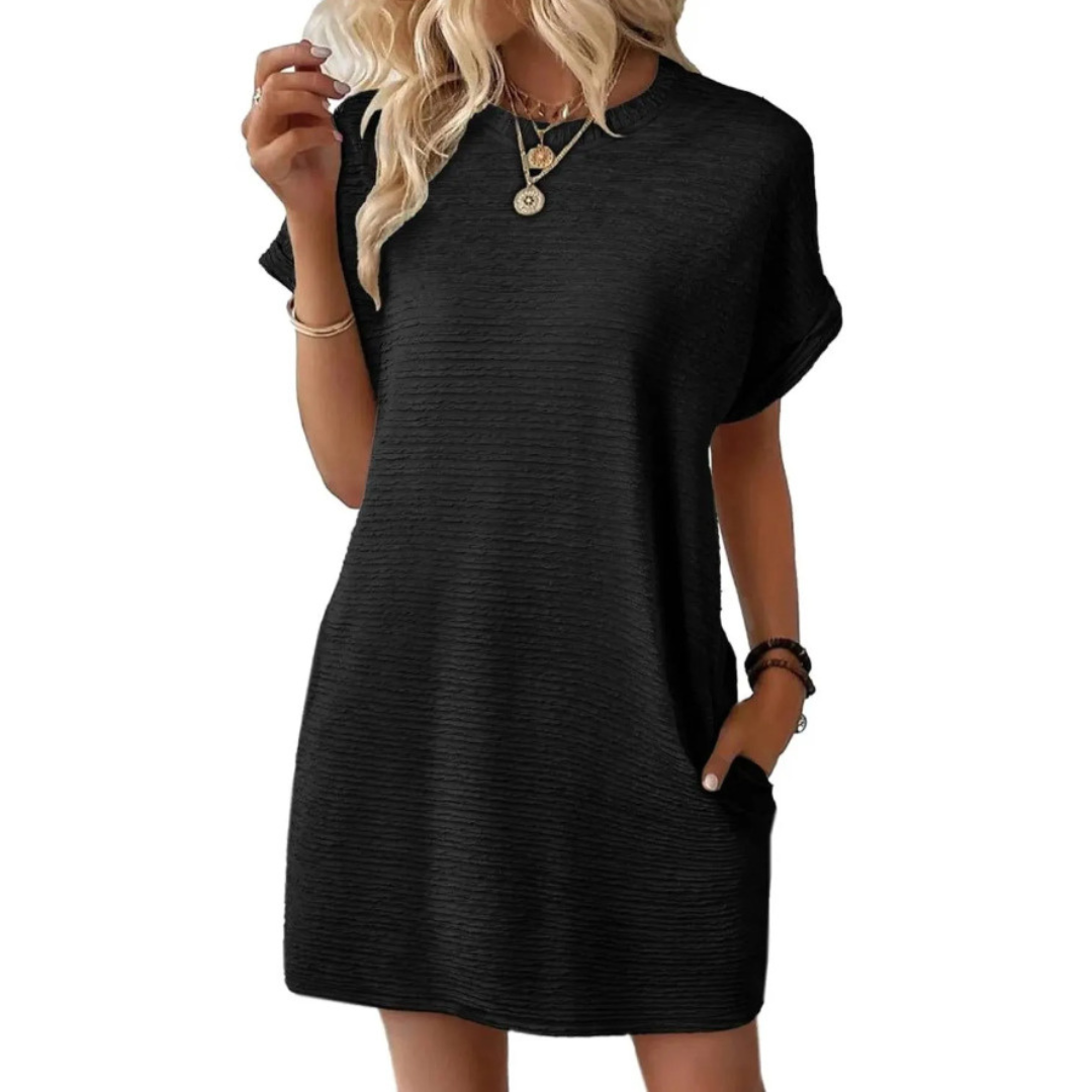 Womens Mini Dress with Short Sleeve and Pockets