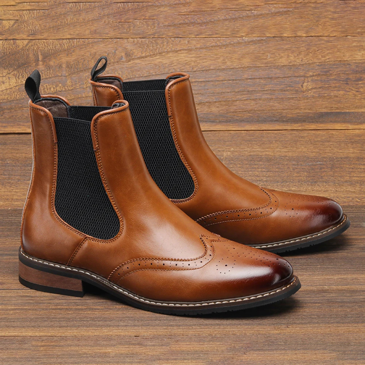 Mens Chelsea Boots Leather Classic Slip-On