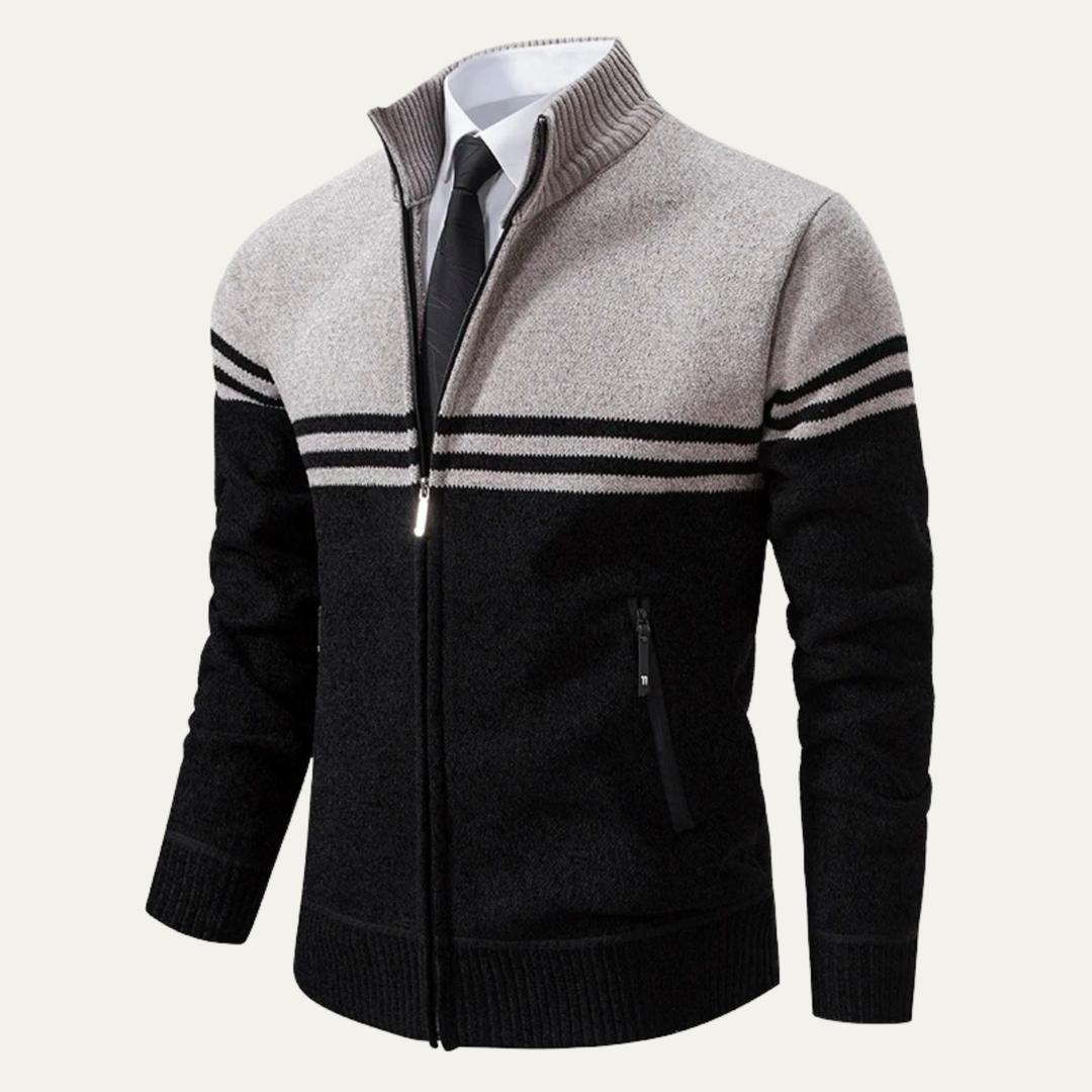 Mens Knit Cardigan Thick Fleece Lined Relaxed Fit