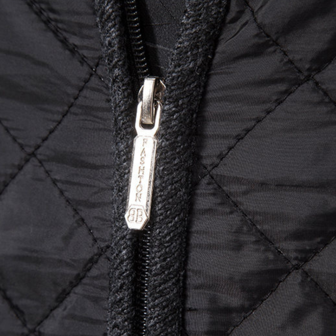 Mens Quilted Jacket Knitted Sleeves Casual Warm Fit