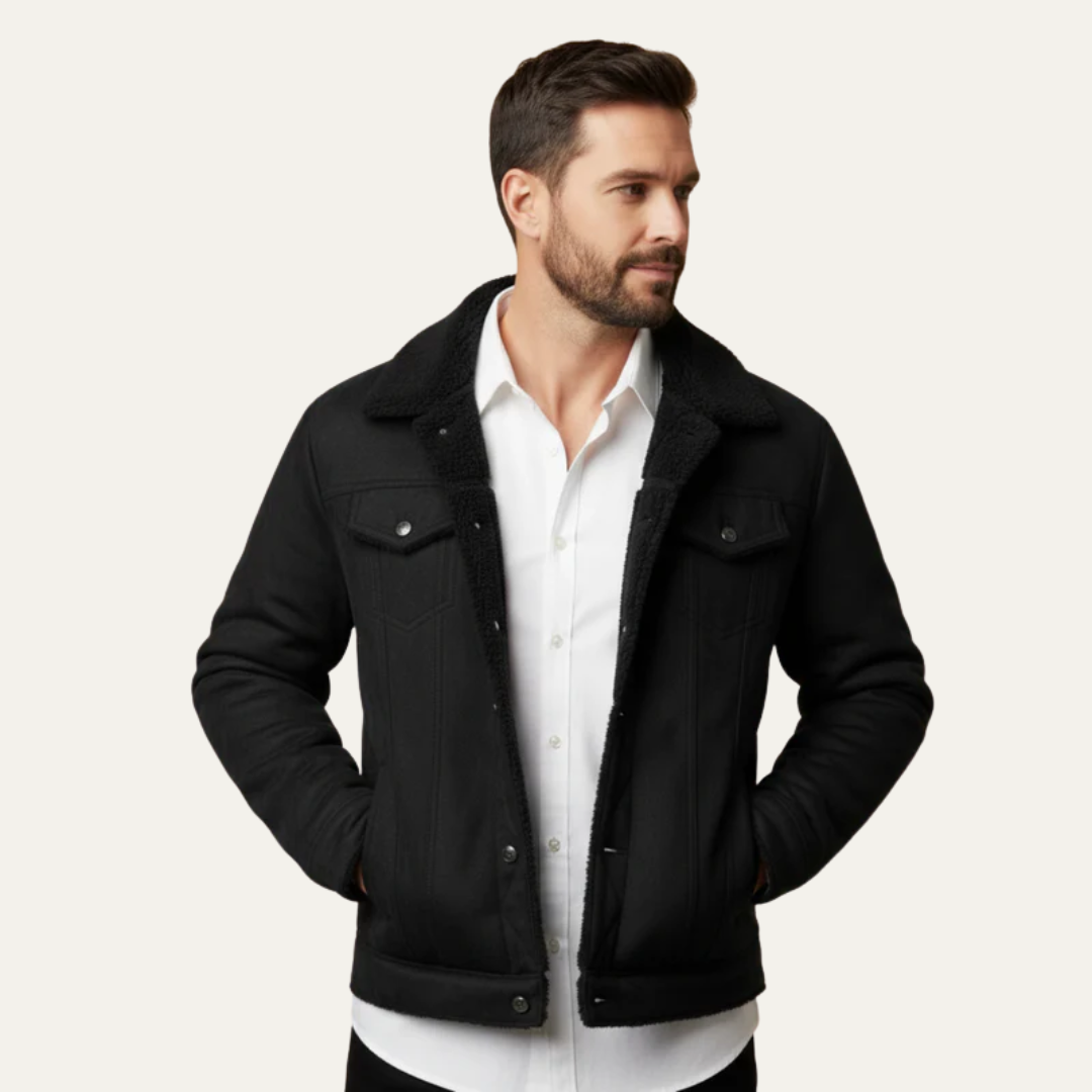 Mens Trucker Jacket Shearling Lined Classic Fit