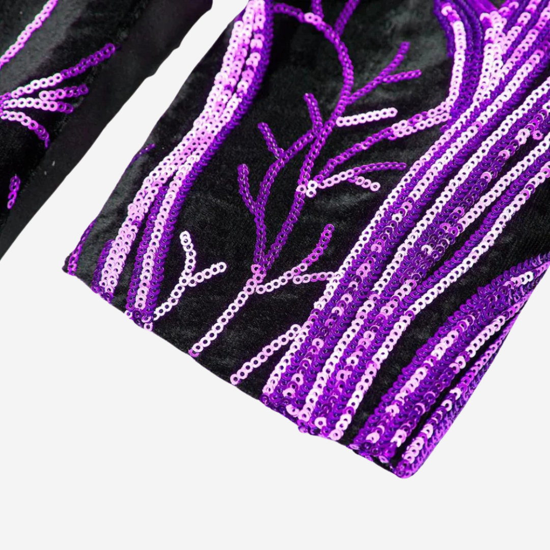 Mens Performance Blazer with Sequin Wave Pattern