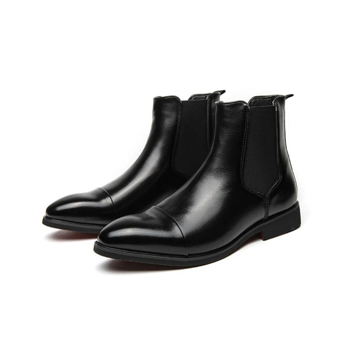 Mens Leather Chelsea Boots Cap Toe Slim Fit