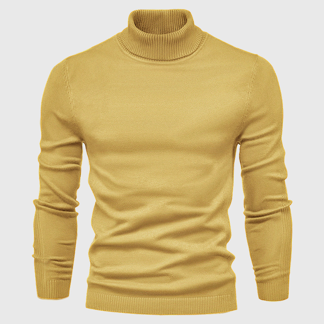 Mens Knit Turtleneck Sweater Plain Fit