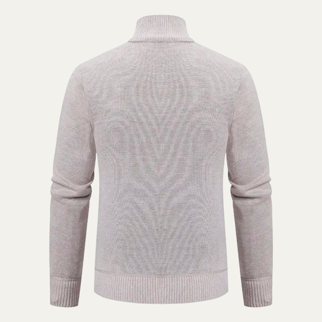 Mens Knit Cardigan High Neck Zip-Up Winter Style
