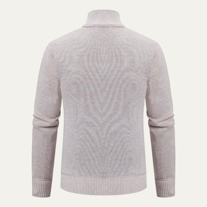 Mens Knit Cardigan High Neck Zip-Up Winter Style
