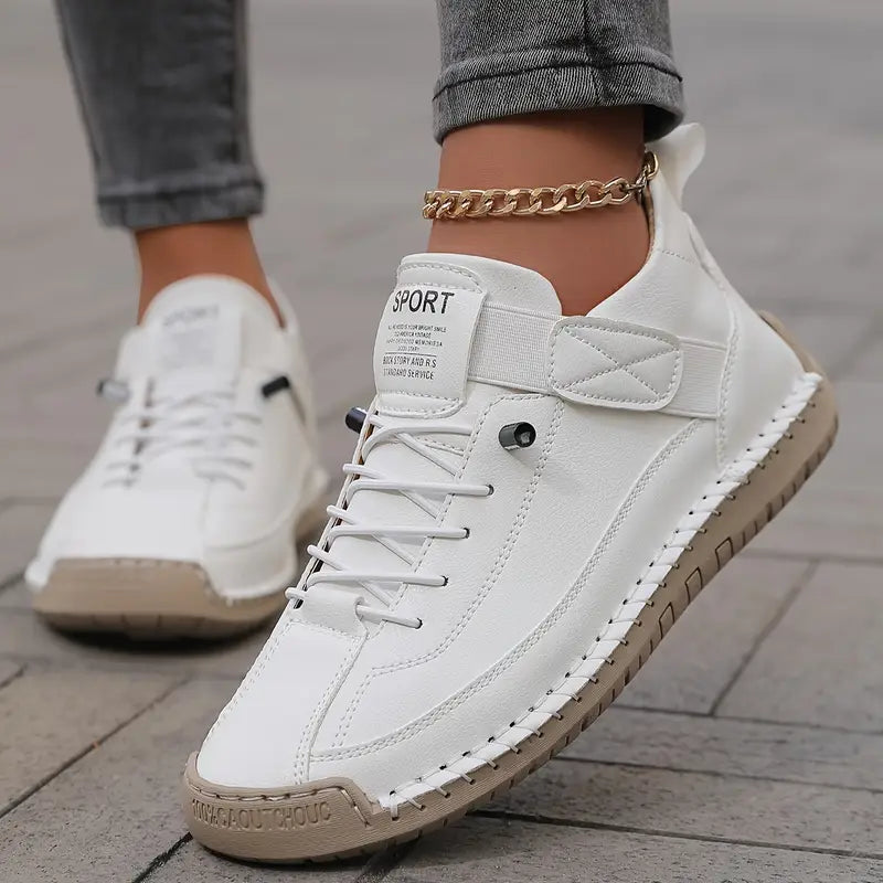 Womens Orthopedic Leather Trainers Lace-Up Wide Fit