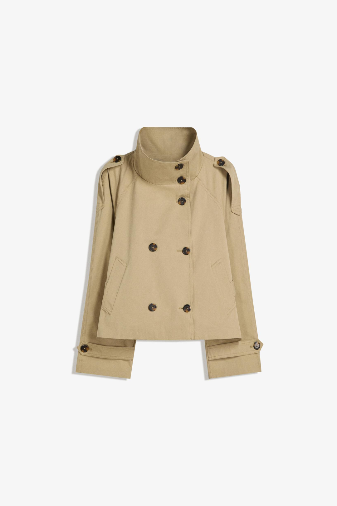 Womens Double Breasted Trench Coat Short Length Classic Fit