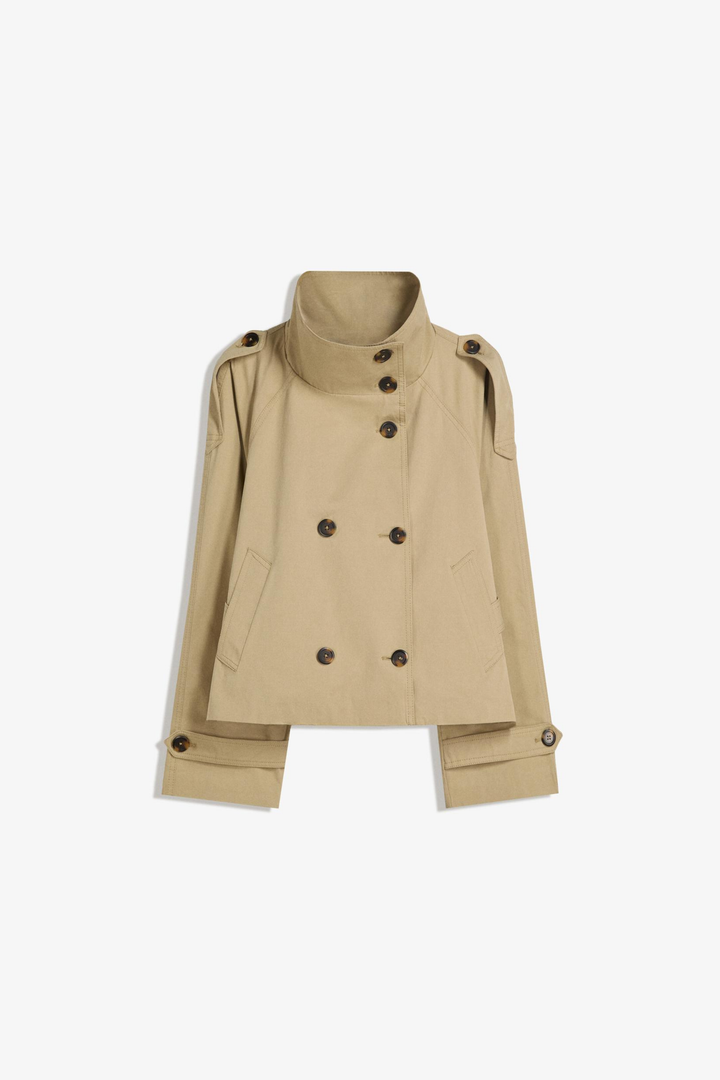 Womens Double Breasted Trench Coat Short Length Classic Fit
