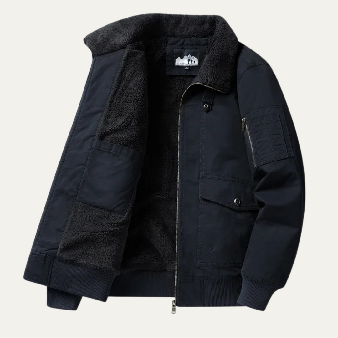 Mens Fleece Bomber Jacket Warm Winter Fit