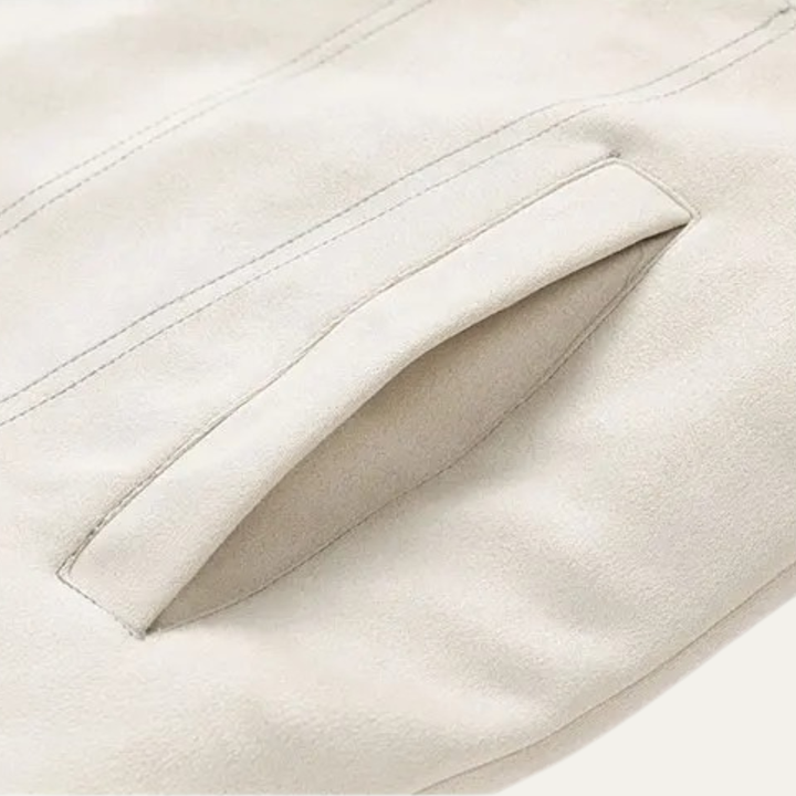 Mens Suede Jacket with Fleece Lining and Shearling Collar