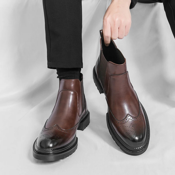 Mens Dress Chelsea Boots Leather Retro Anti-Slip Sole