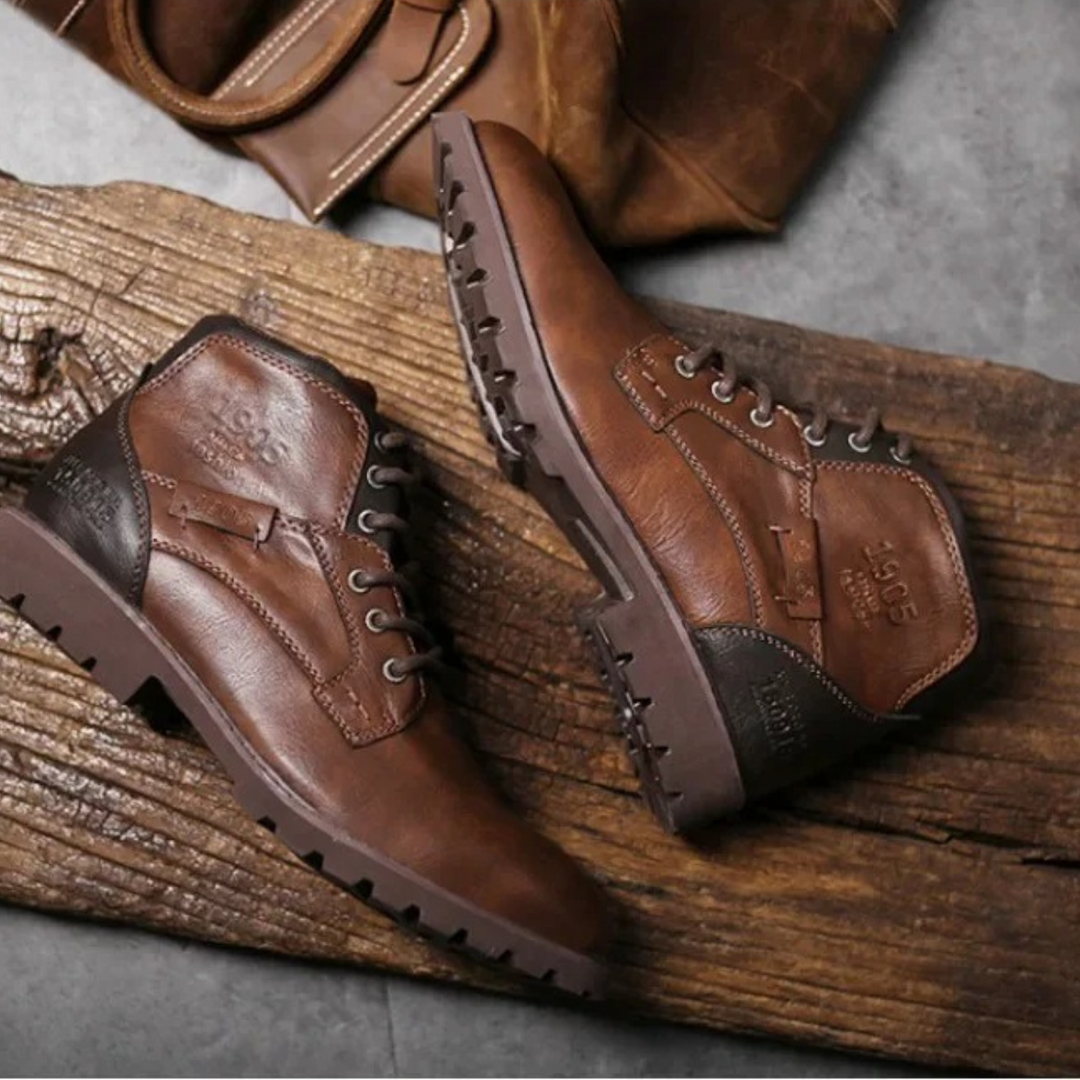 Mens Ankle Biker Boots Durable Vintage Style