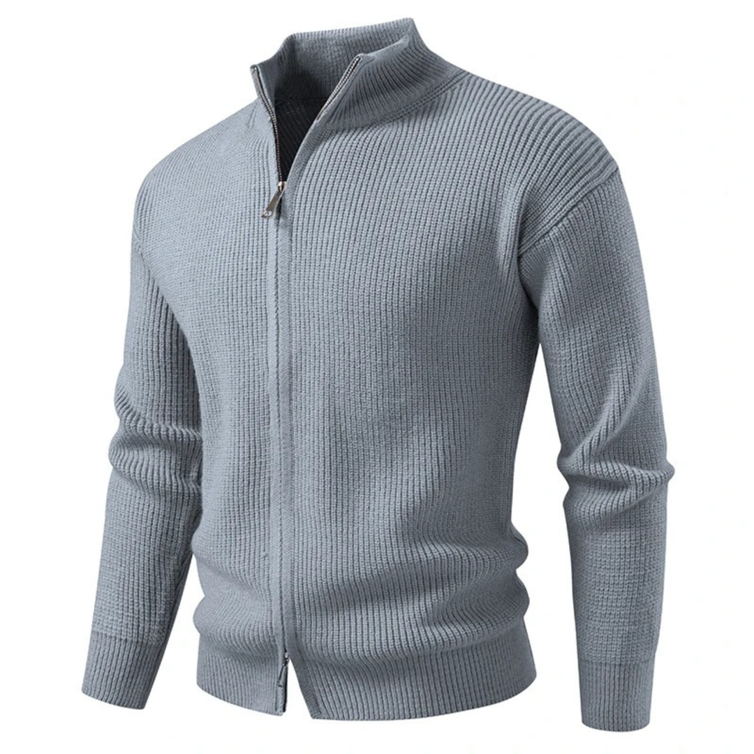 Mens Knitted Cardigan Stand Collar Winter Style
