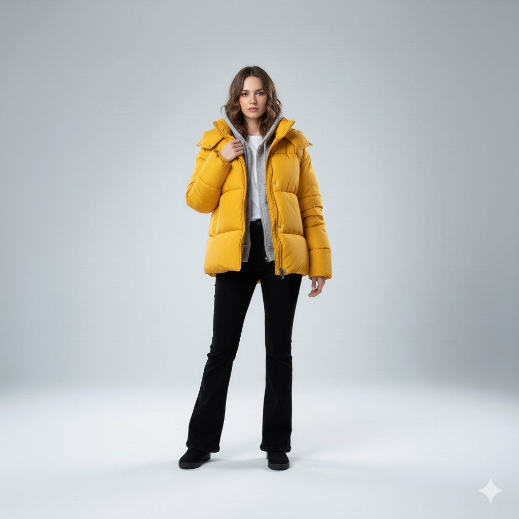Womens Quilted Padded Jacket Oversized Hooded Winter Coat