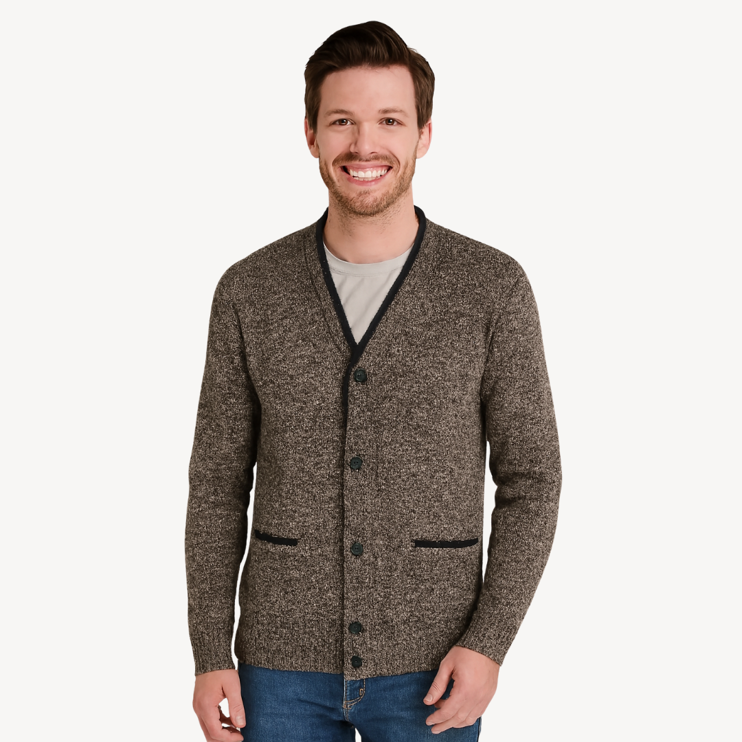 Mens Cardigan Button-Front Knitwear Classic Fit