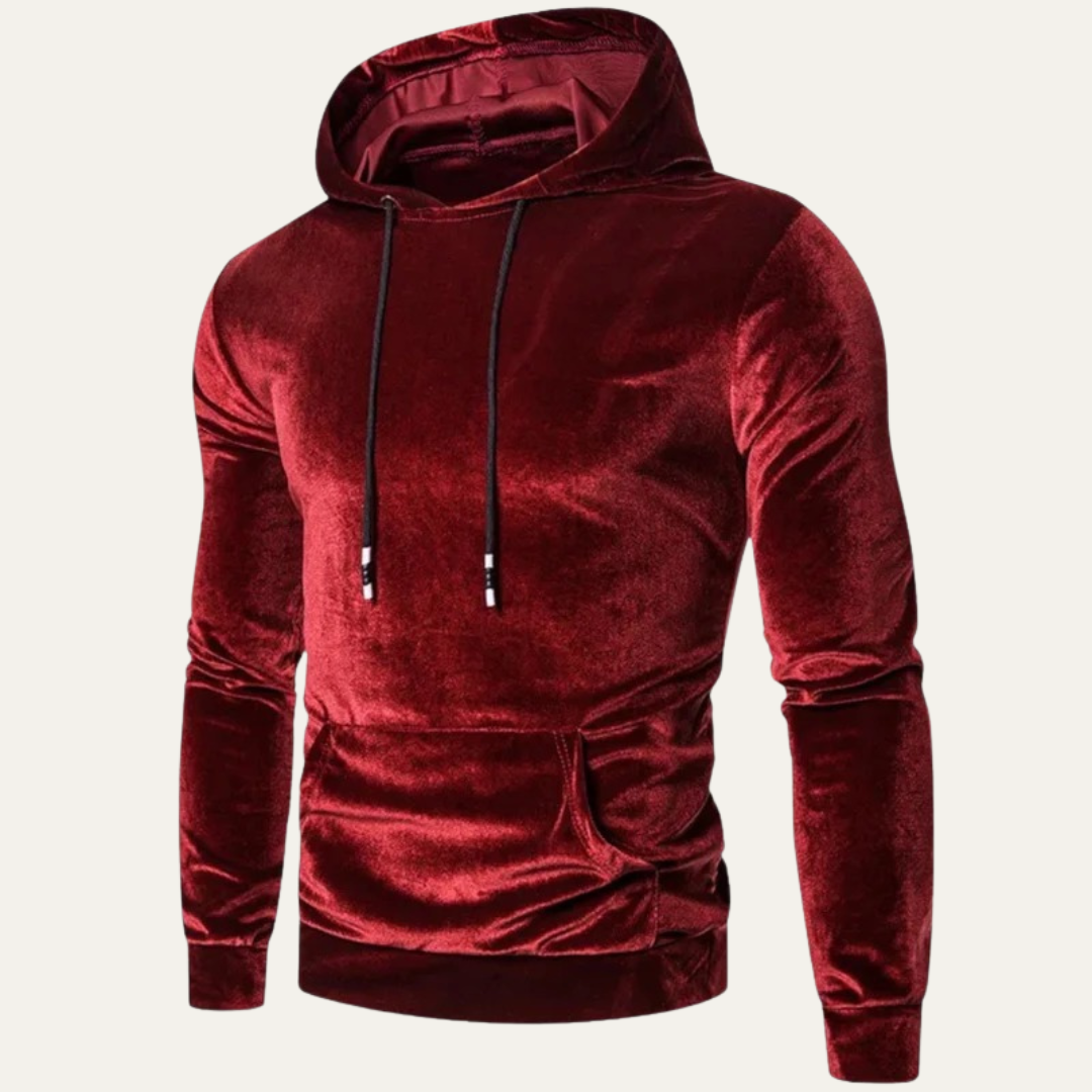 Mens Velvet Pullover Hoodie Kangaroo Pocket