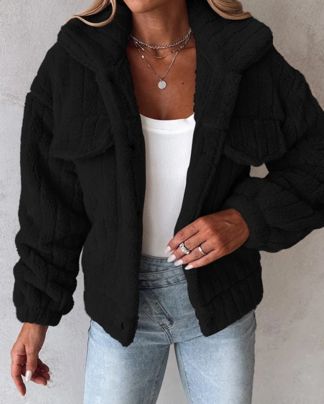 Womens Teddy Coat Warm Cozy Relaxed Fit
