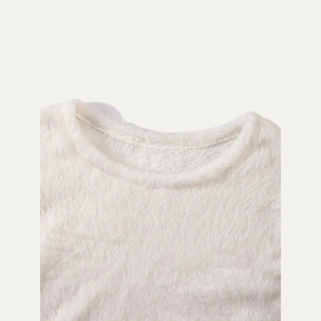 Womens Sherpa Lounge Top Fuzzy Soft Relaxed Fit